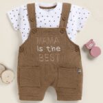 Little tribute romper / Best mom baby outfit (dark brown) 2pcs