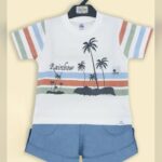 beach casual outfit /(blue short) 2pcs