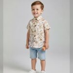 Rustic floral printed shirt (yellow)