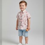 Rustic floral printed shirt (red)