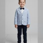 Floral bow blazer ensemble (blue) 4pcs