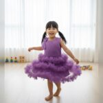 Twirl-Time taupe frock dark purple