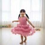 Twirl-Time taupe frock  Dark Pink