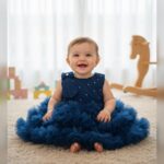 Twirl-Time taupe frock (Dark Blue)