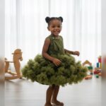 Twirl-Time taupe frock (Dark Green)