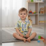 kitty cat combo set shirt short (yellow)