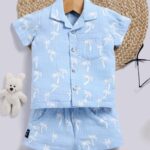 Baby boys / sunset palms baby ensemble set shirt with short /2pcs  (Blue)