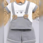 Baby boys Little bears baby t-shirt and short 2pcs (Grey)