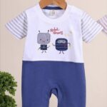 Baby boy and girl summer cotton romper -cute robot design (Blue)