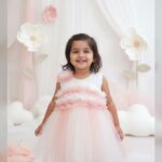 Peach & cream ombre layered ruffle tutu frock