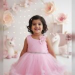 Candy pink one side shoulder floral fantasy party wear