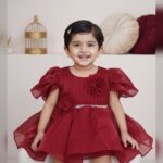 1836 Baby girls wine maroon one side-shoulder flutter sleeve frock Blue