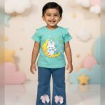 Baby girls Twinkle Little Star /casual outfit denim with t-shirt 2pcs (green)