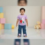 Baby girls Sweet Day denim t-shirt set / 2pcs(Purple)