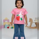 Baby girls Sweet Day denim t-shirt set / 2pcs (light pink)