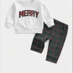 Merry Print Full sleev Tee & Bottom Set Green