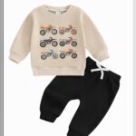 Motorbike Print Sweatshirt & Jogger Set
