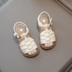 Ivory Woven Baby Sandals with Ankle Strap