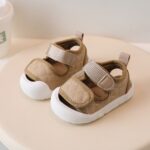 Baige Quilted Baby Sandals with Velcro Strap