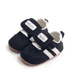 Navy Blue & White Baby Sneakers with Velcro Strap