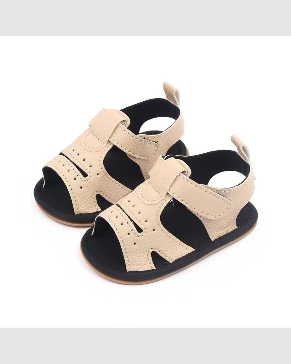 1766318888_o1cn01r4ihp61v3bhqhqhdn-1000426116-0-cib.jpg Beige Velcro Strap Baby Sandals - Image 1
