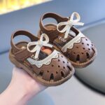 Brown Bow Baby Closed-Toe Sandals
