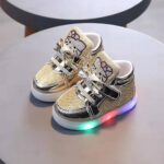 Gold Glitter LED Baby Sneakers with Light-Up Sole