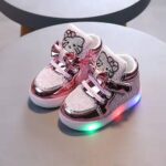Light Pink Glitter LED Baby Sneakers with Light-Up Sole
