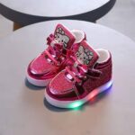 Pink Glitter LED Baby Sneakers with Light-Up Sole
