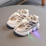 Baige and White  LED Baby Sneakers with Light-Up Sole