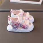 Pink Cartoon Baby Sandals with Velcro Strap