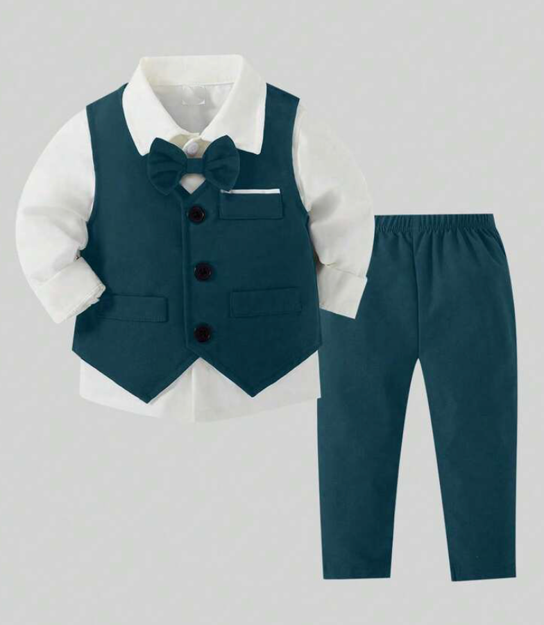 1772865736_photo-retouch.png 2pcs Gentleman Suit: Plain Vest And Long Pants, Fashion Suitable For Birthday Party, Evening Party, Performance, Wedding - Image 1