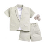 Summer Blazer Outfit  Or Casual Jacket With Short / 3 pcs (pastel green)