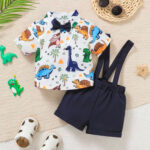Baby Boy Dinosaur print bow front shirt &pant