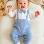 baby boys solid long sleeve polo collar romper