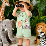 Boys funny wild animal print short set