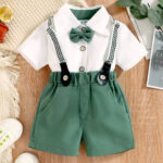 Baby boy front shirt & suspender short set