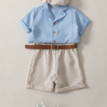 3pcs Boys Outfit Set, Includes Short Sleeve Polo Shirt, Regular Shorts, And Hat, Suitable For Birthday, , , Formal Or Casual Occasions, Gentleman Attire For Autumn/WinterWedding,Prom,Graduati