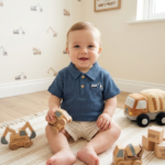 little builder polo t-shirt and short set (blue)