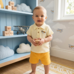 little builder polo t-shirt and short set (yellow)