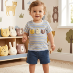 Multi animal stripe outfit (blue)