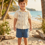 Cream palm beach out fit /2pcs (yellow)