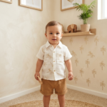 Cream palm beach out fit /2pcs (brown)