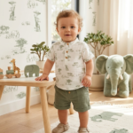 little adventure button up set (green)