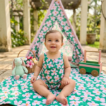 Baby Girl Green Floral Ruffle Set