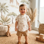 little adventure button up set (brown)