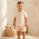 Seaside palm shirt with short (pink)