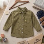 Olive Green Boys Button Up Shirt