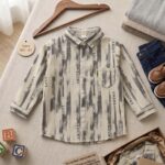 Beige Printed Boys Button-Up Shirt