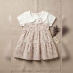 Girls White Checkered Floral Casual Dress